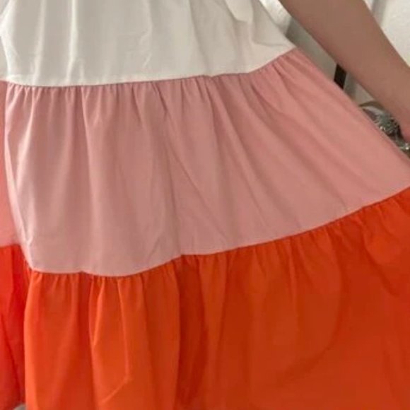 Knot Front Ruffle Hem Cami Dress - ColorBlock - Picture 6 of 7